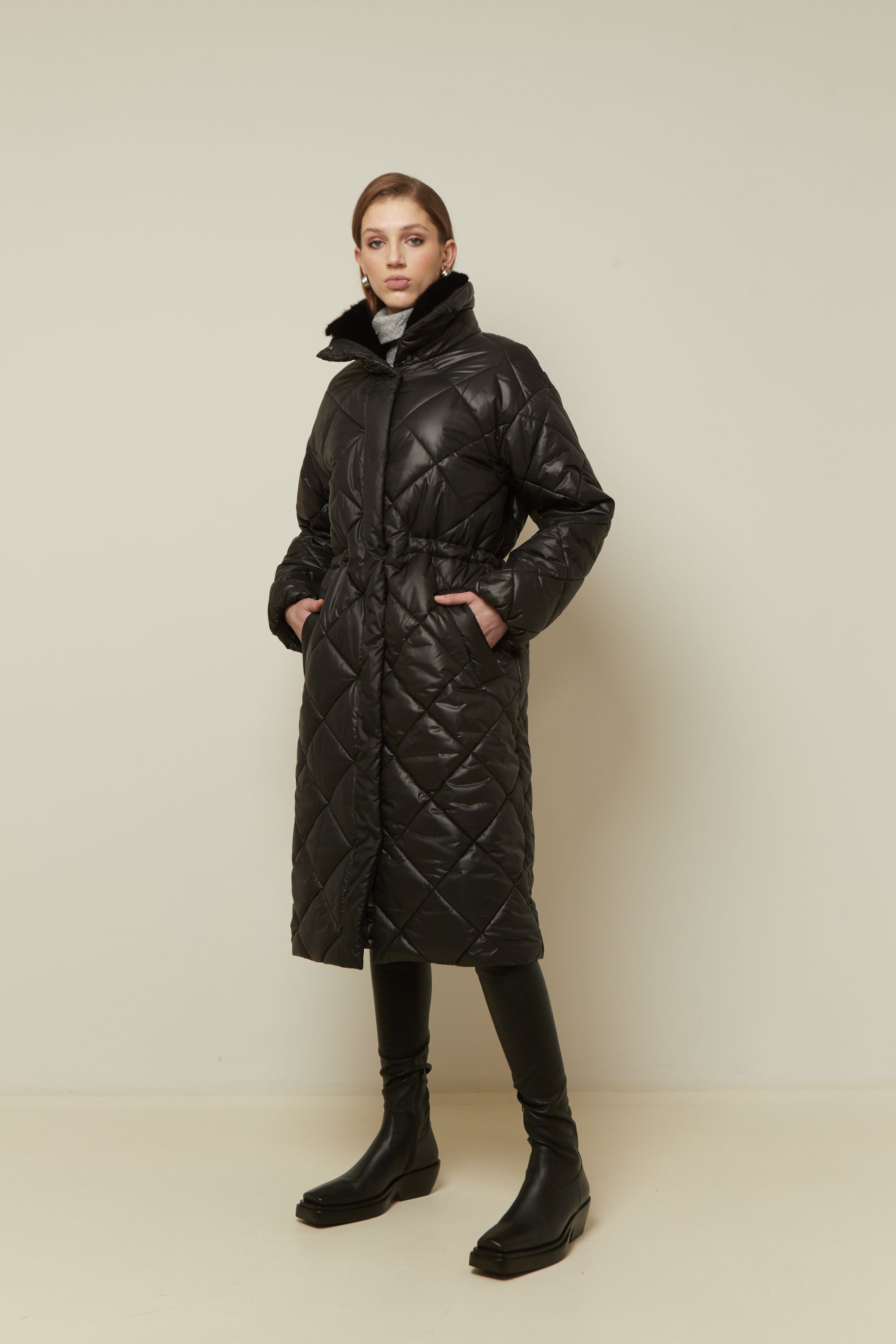 Пальто женское плащевое утепленное 5S-12411-1