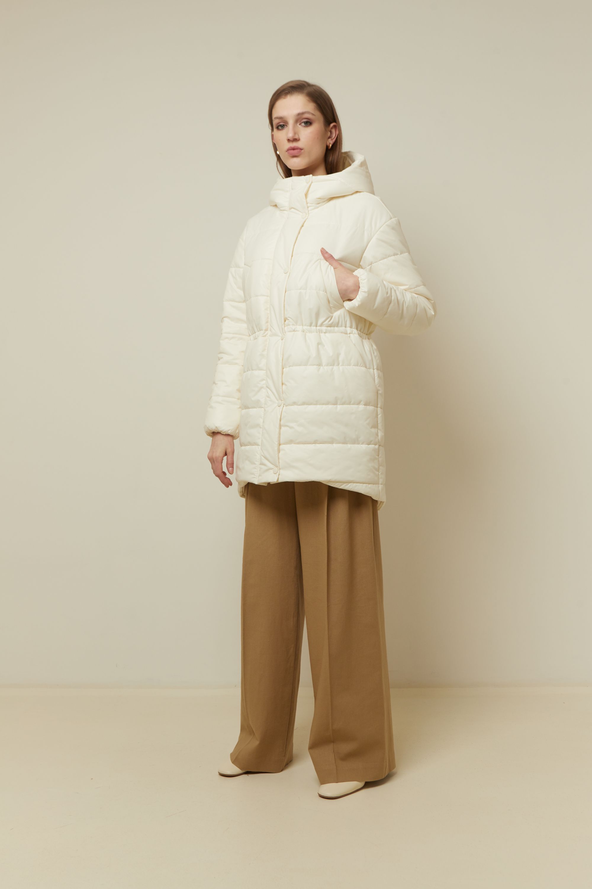 Пальто женское плащевое утепленное 5-13121-1. Фото 2.