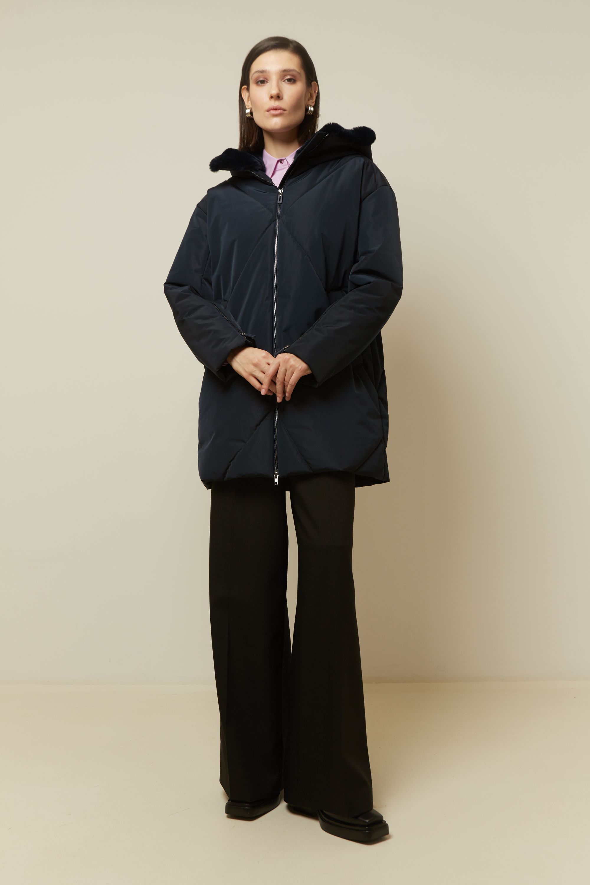Пальто женское плащевое утепленное 5S-13035-1. Фото 2.