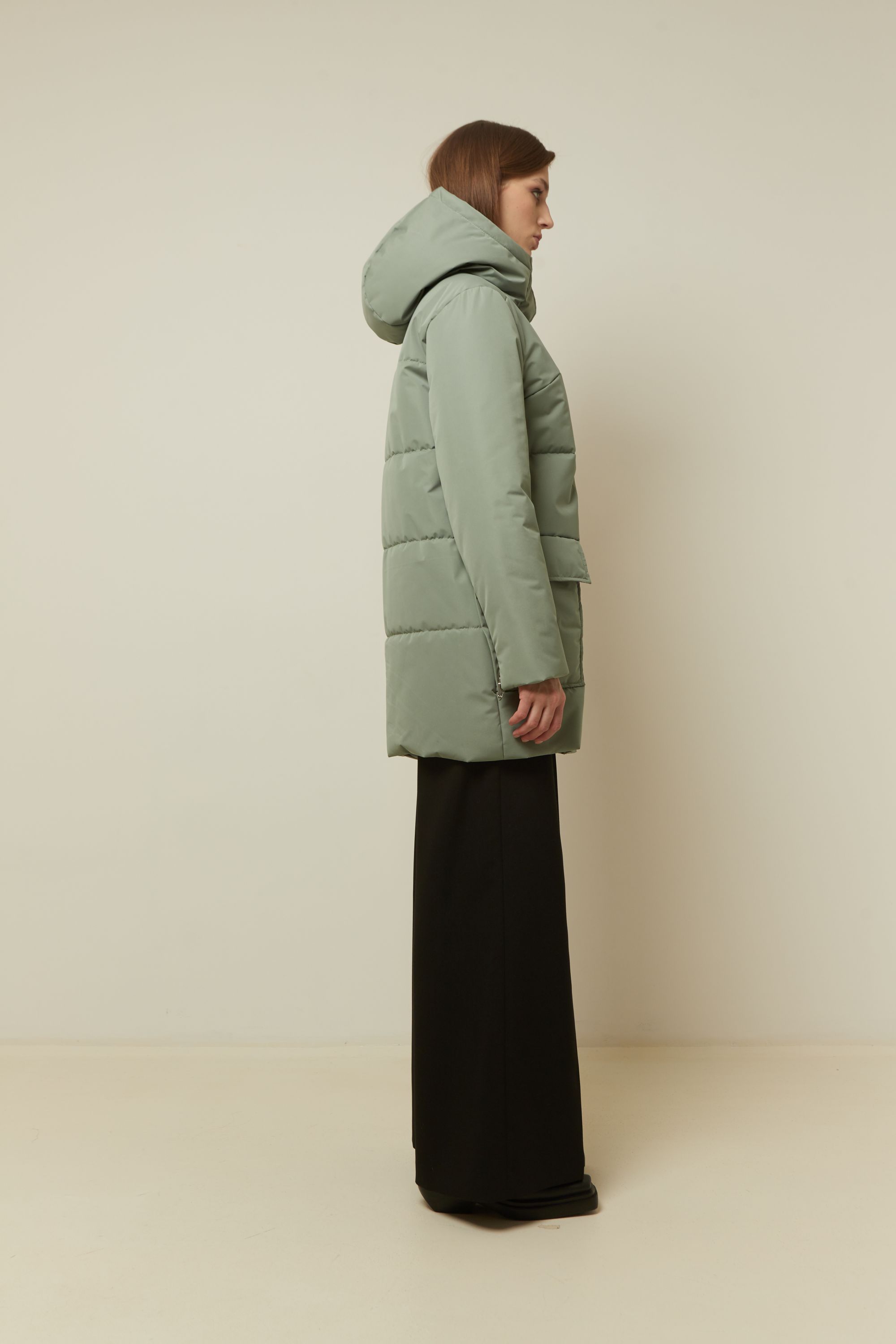 Пальто женское плащевое утепленное 5-12375-1. Фото 3.